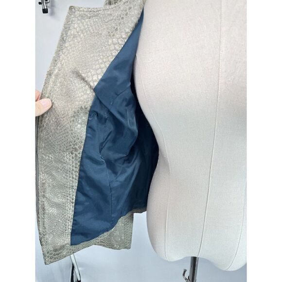 Classiques Entier Snake Print 100% Leather Blazer Jacket Taupe Gold - Picture 7 of 14